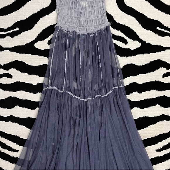 SUPER RARE Free People Intimately Free Sheer Boho Raw Tulle Maxi Dress Size XS - Picture 6 of 9